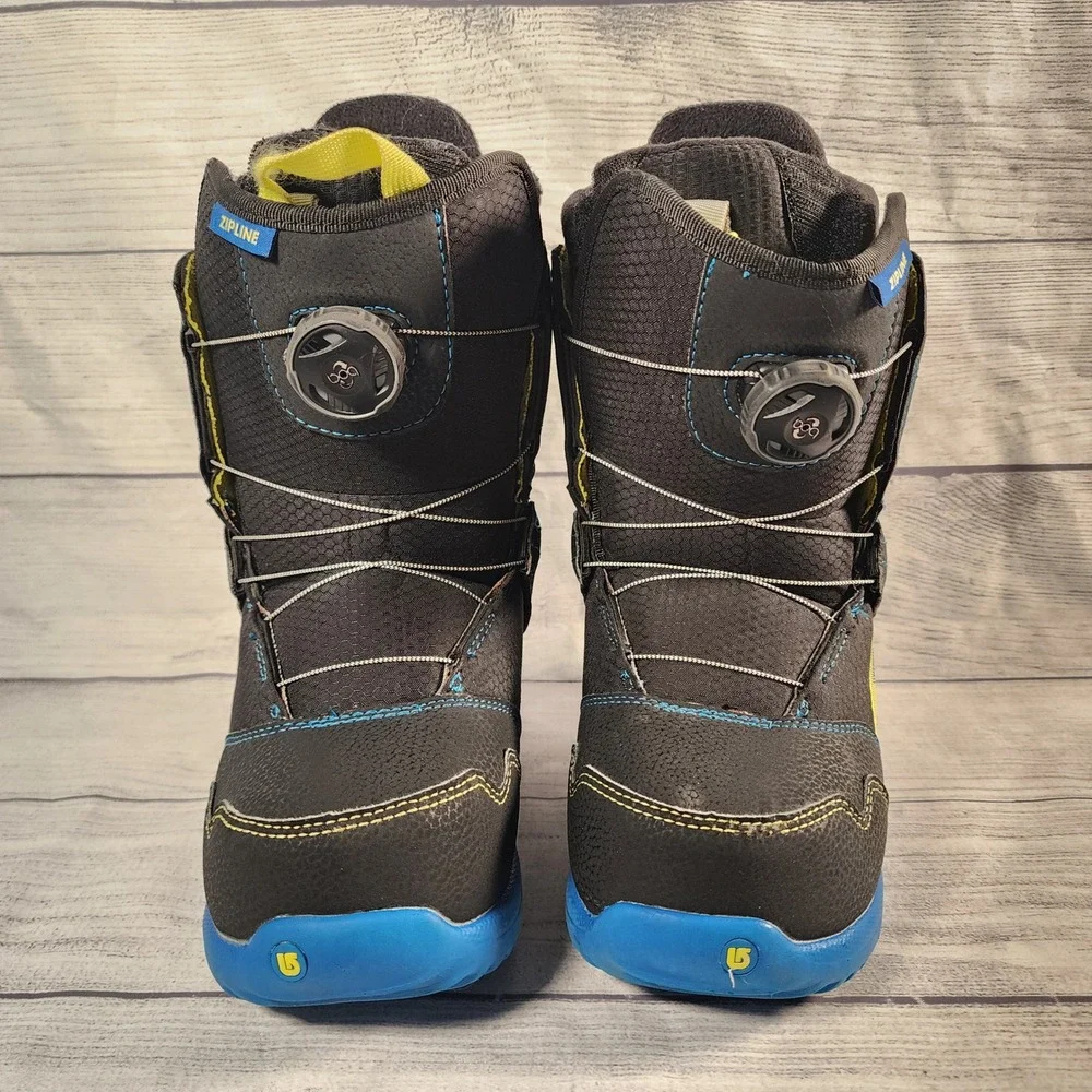 Burton Youth Zipline Boa Snowboard Boots Black Blue Size 4K US 4 Kids Unisex